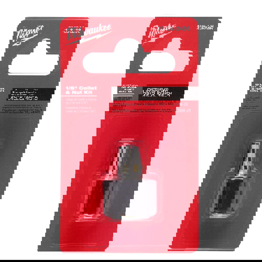 Die Grinder Accessories; Type: Collet Nut ; For Use With: Milwaukee M12 FUEL Right Angle & Straight Die Grinders ; Collet Size: 0.125in ; Includes: (1) 1/8